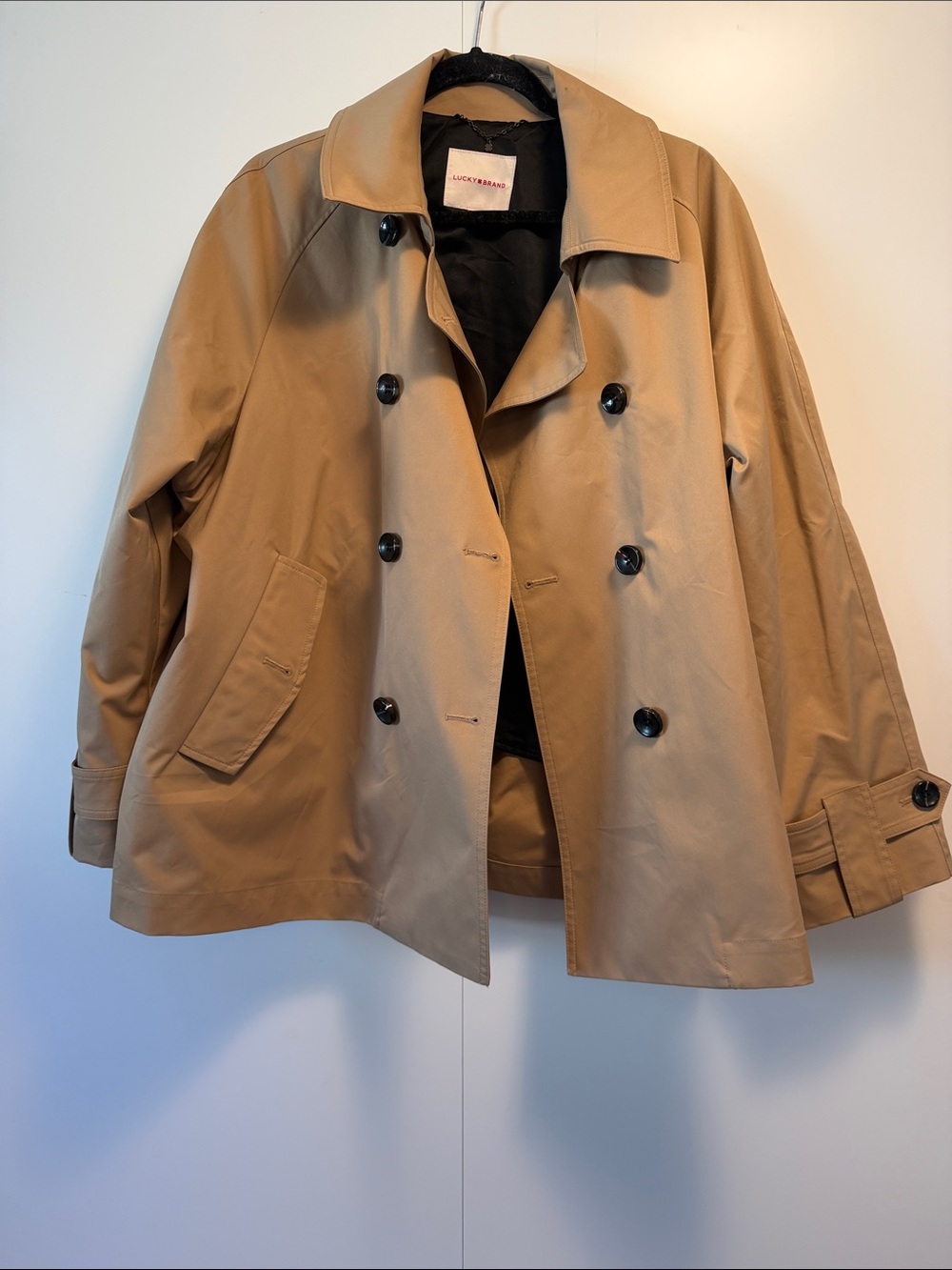 Lucky Brand Camel Double-Breasted Trench Coat